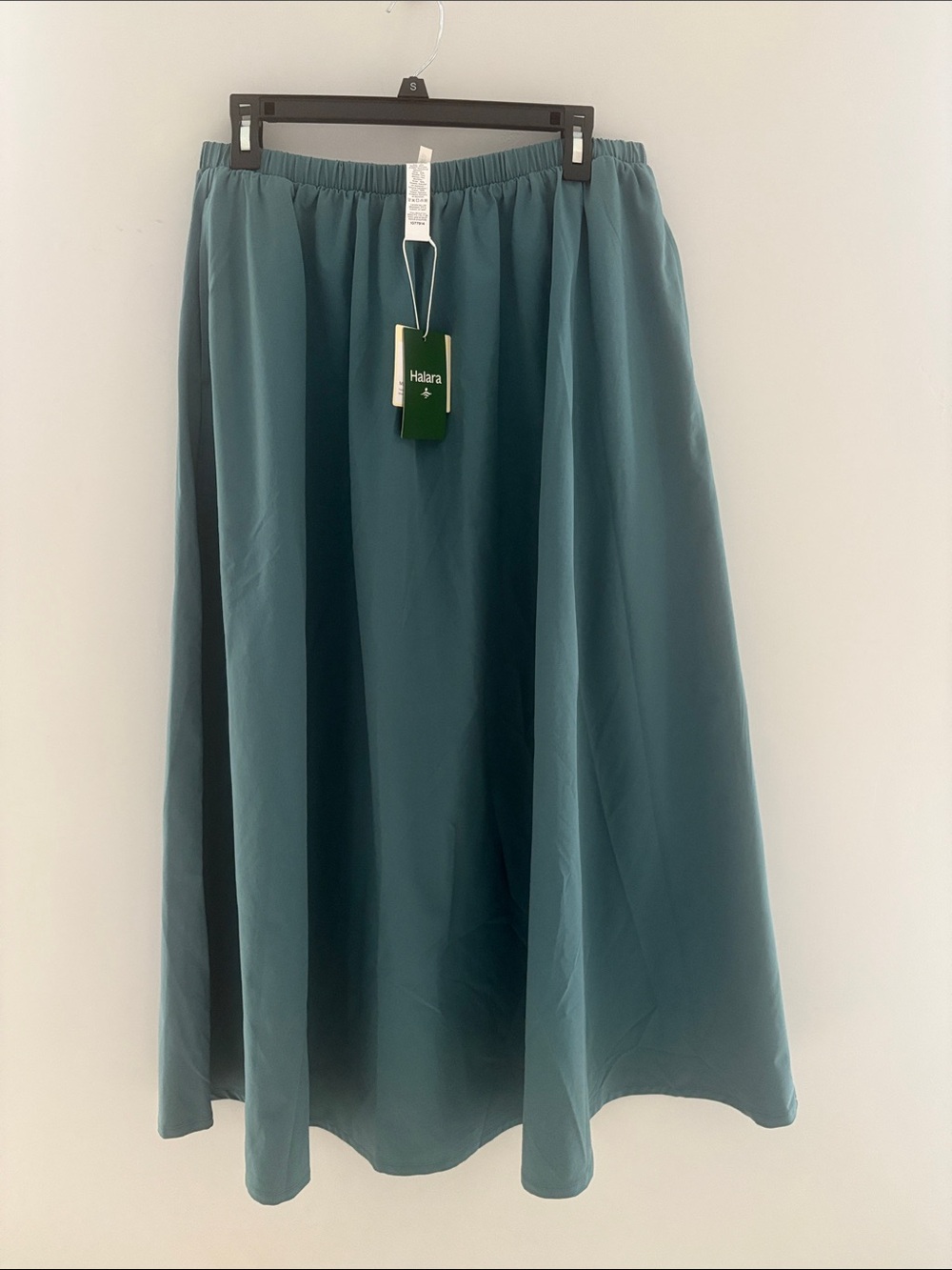Halara Mid Rise Midi Stretchy Poplin Casual A-line Skirt with Pockets